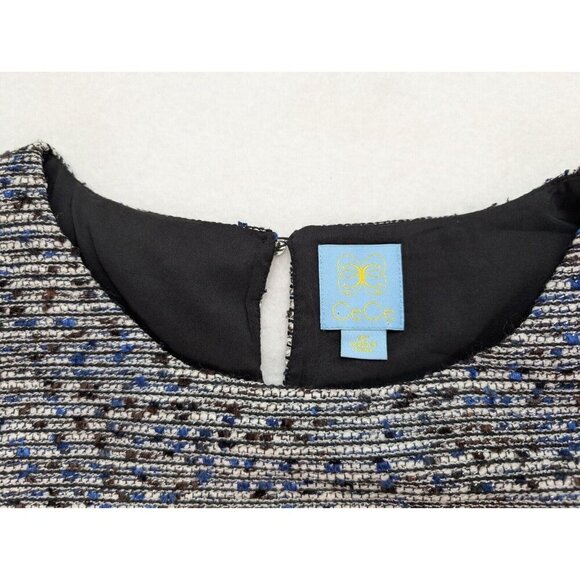 Cece Women's Dress Size 12P Woven Shift Mini Short Sleeve Metallic Shimmer - Picture 6 of 14